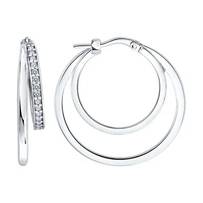 Серьги из серебра с фианитами из серебро