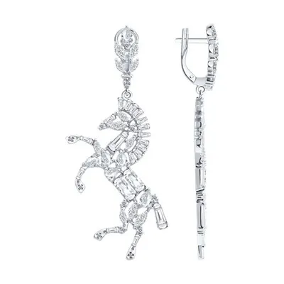 Серьги из серебра с фианитами из серебро