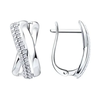 Серьги из серебра с фианитами из серебро
