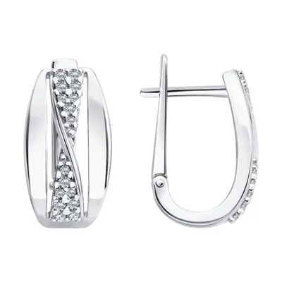 Серьги из серебра с фианитами из серебро