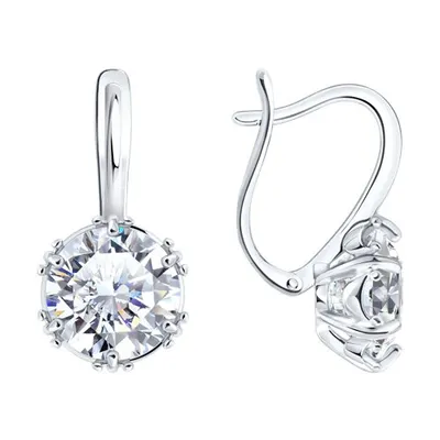 Серьги из серебра с фианитами из серебро