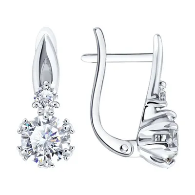 Серьги из серебра с фианитами из серебро