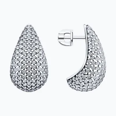 Серьги из серебра с фианитами из серебро