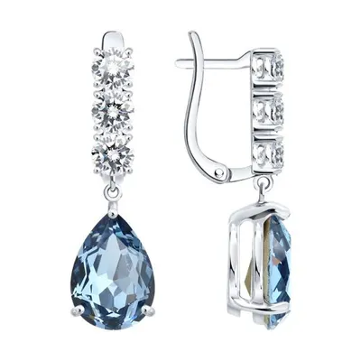 Серьги из серебра с и фианитами из серебро