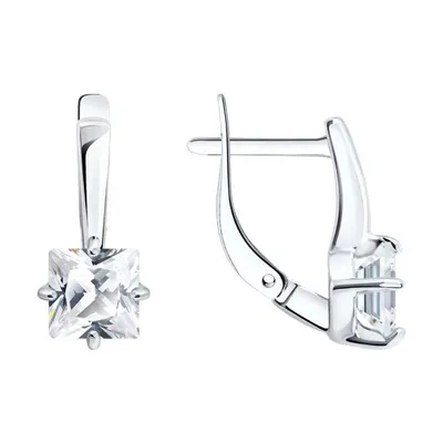 Серьги из серебра с фианитами из серебро