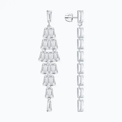 Серьги из серебра с фианитами из серебро