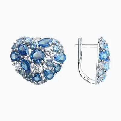 Серьги из серебра с фианитами из серебро