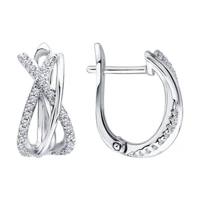 Серьги из серебра с фианитами из серебро