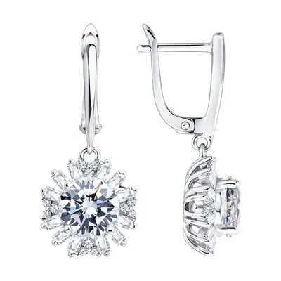 Серьги из серебра с фианитами из серебро