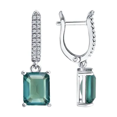 Серьги из серебра с фианитами из серебро