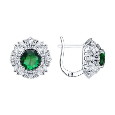 Серьги из серебра с фианитами из серебро