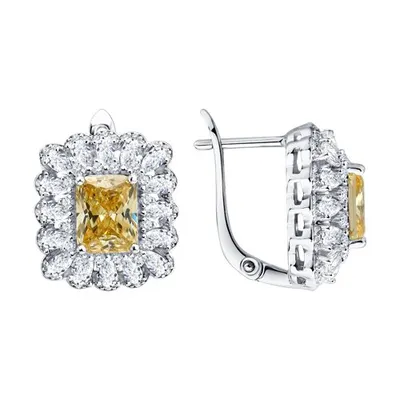 Серьги из серебра с фианитами из серебро