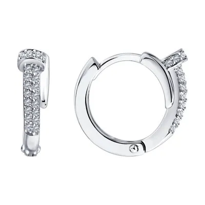 Серьги из серебра с фианитами из серебро