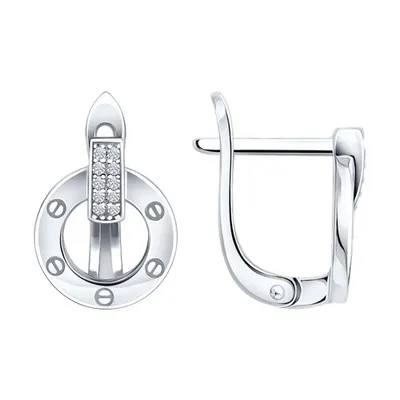 Серьги из серебра с фианитами из серебро