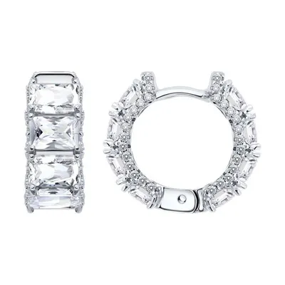 Серьги из серебра с фианитами из серебро