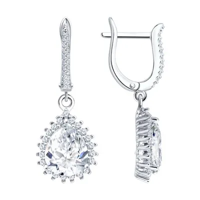 Серьги из серебра с фианитами из серебро
