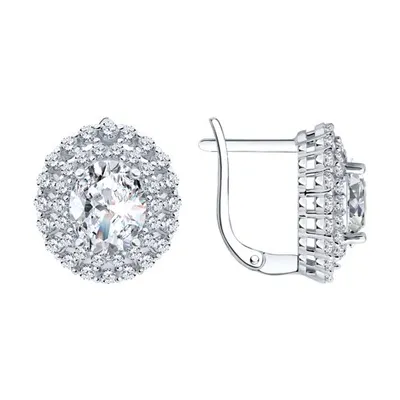 Серьги из серебра с фианитами из серебро