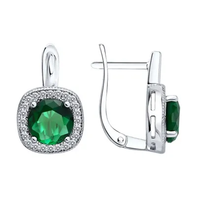 Серьги из серебра с фианитами из серебро