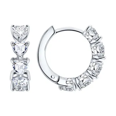 Серьги из серебра с фианитами из серебро