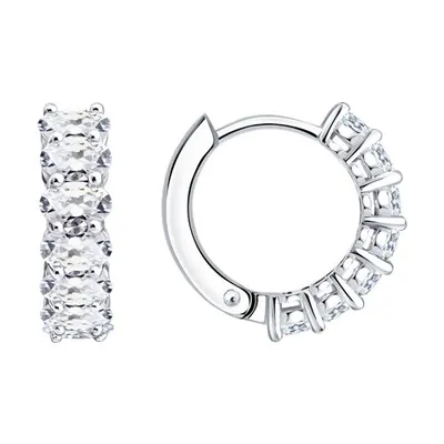 Серьги из серебра с фианитами из серебро