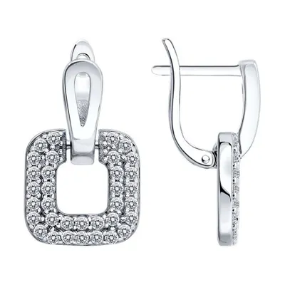 Серьги из серебра с фианитами из серебро