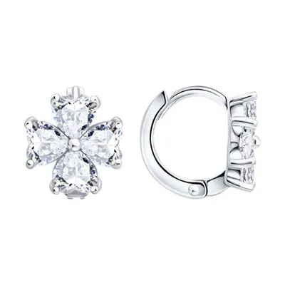 Серьги из серебра с фианитами из серебро