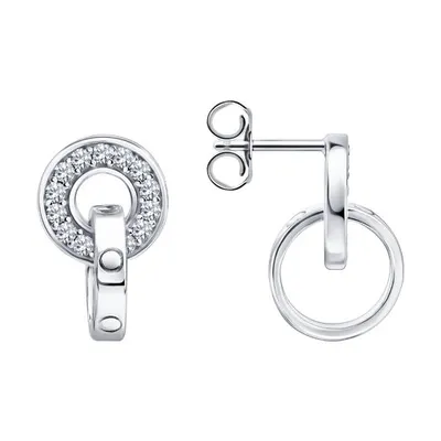 Серьги из серебра с фианитами из серебро