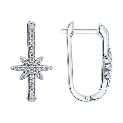 Серьги из серебра с фианитами из серебро