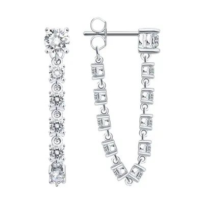 Серьги из серебра с фианитами из серебро