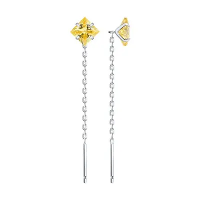 Серьги из серебра с фианитами из серебро