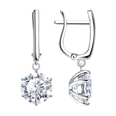 Серьги из серебра с бриллианитами из серебро