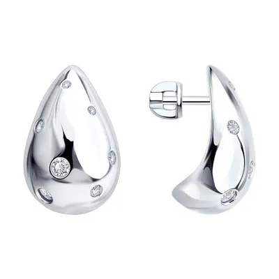 Серьги из серебра с фианитами из серебро