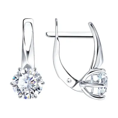 Серьги из серебра с бриллианитами из серебро