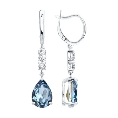 Серьги из серебра с кристаллами и фианитами из серебро