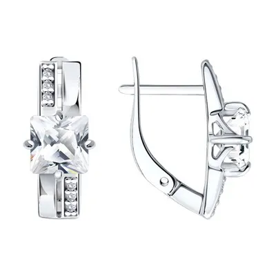 Серьги из серебра с фианитами из серебро