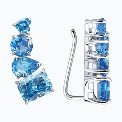 Серьги из серебра с фианитами из серебро