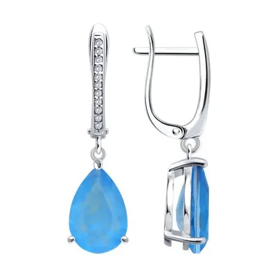 Серьги из серебра с дуплетами и фианитами из серебро