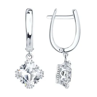 Серьги из серебра с фианитами из серебро