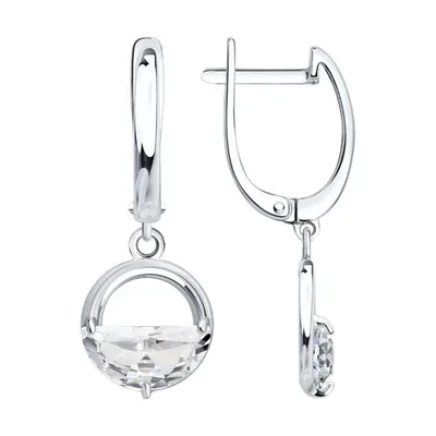 Серьги из серебра с фианитами из серебро