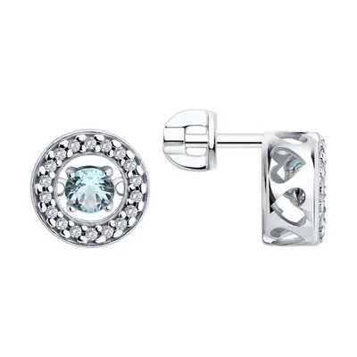 Серьги из серебра с бриллианитами и фианитами из серебро