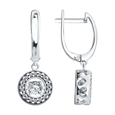 Серьги из серебра с бриллианитами и фианитами из серебро