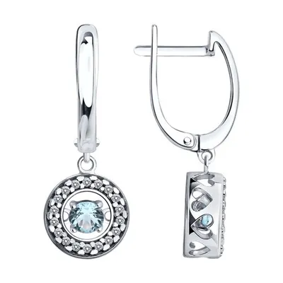 Серьги из серебра с бриллианитами и фианитами из серебро