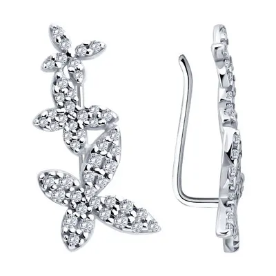 Серьги из серебра с фианитами из серебро