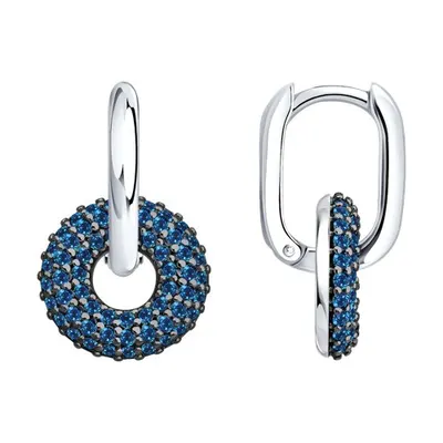 Серьги из серебра с фианитами из серебро