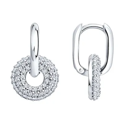 Серьги из серебра с фианитами из серебро
