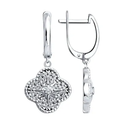 Серьги из серебра с фианитами из серебро
