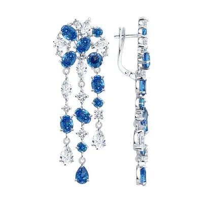 Серьги из серебра с фианитами из серебро