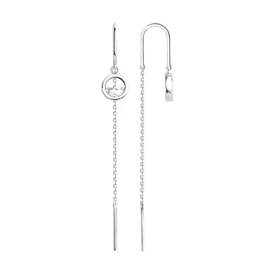 Серьги из серебра с фианитами из серебро