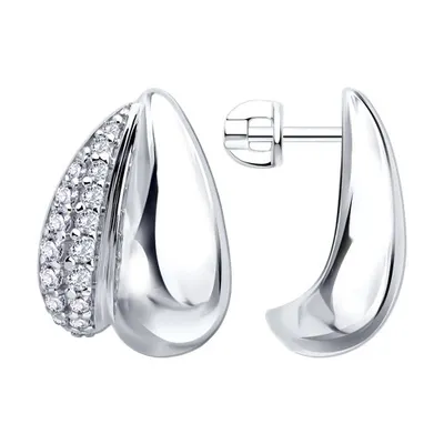 Серьги из серебра с фианитами из серебро