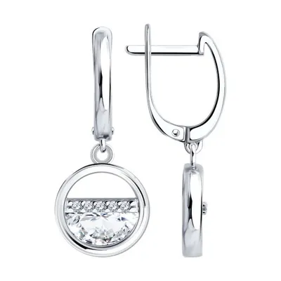 Серьги из серебра с фианитами из серебро